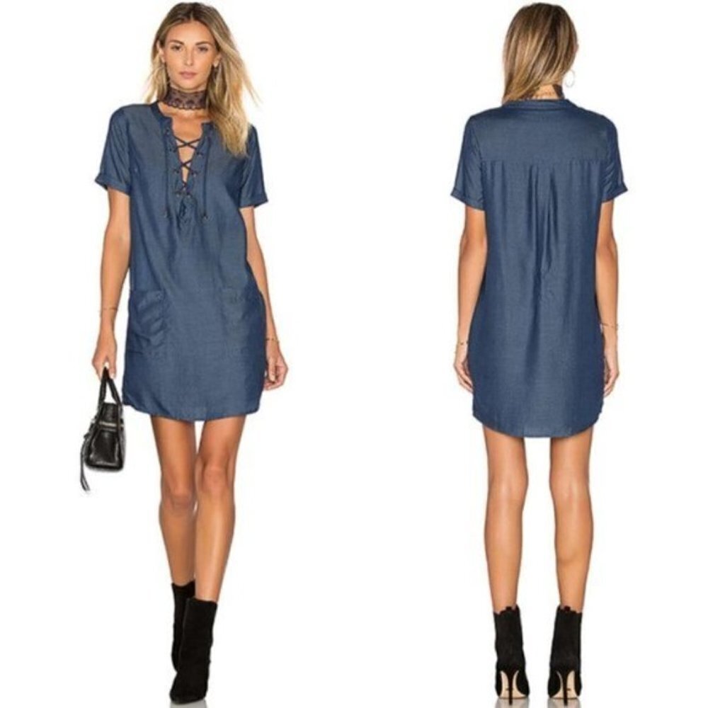 COPY - Lovers + Friends Waterfront Denim Lace Up Dress